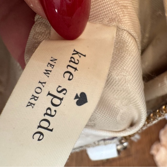 Kate Spade Beige linen  and White Leather Satchel - Picture 12 of 15